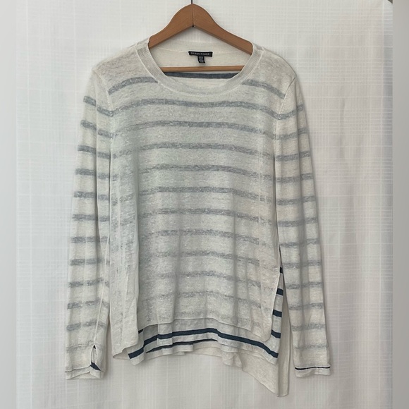 Eileen Fisher Sweaters - Eileen Fisher Ivory and navy Striped Crew Neck Sweater